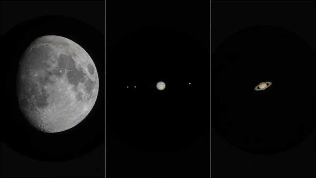 Lua e planetas. Os principais alvos de um telescópios de 114 mm.