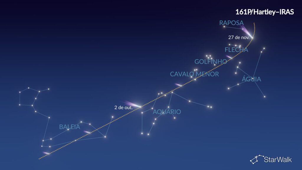 Mapa de localização do 161P/Hartley-IRAS (Crédito: StarWalk)