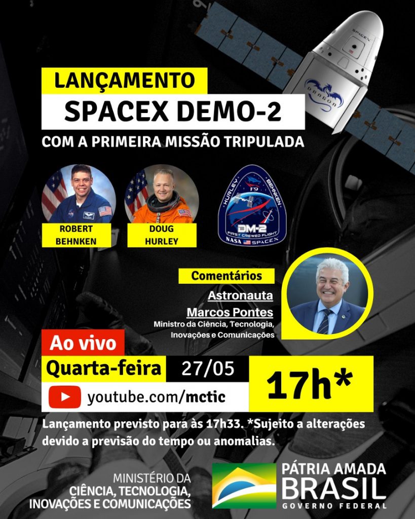 divulgação da live do lançamento da spacex mctic