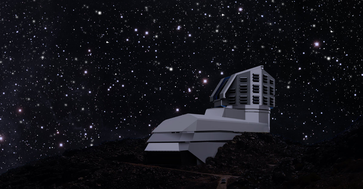 Concepção artística do futuro Large Synoptic Survey Telescope (LSST).