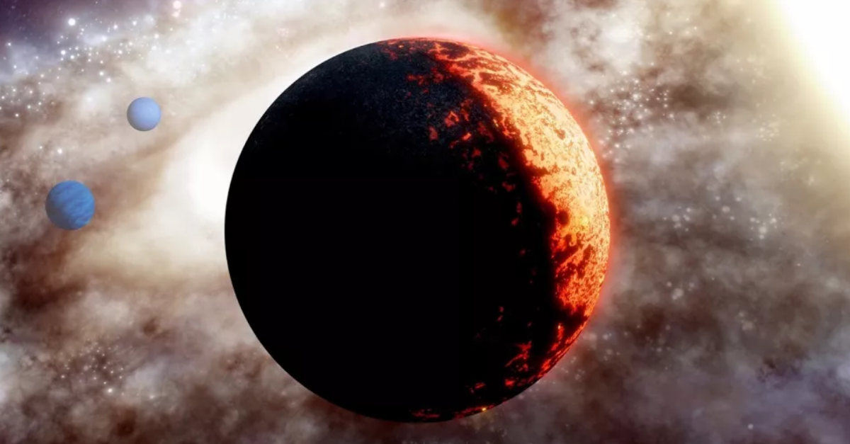 Concepção artística do planeta TOI-561b, um dos planetas mais antigos já descobertos na Via-Láctea.