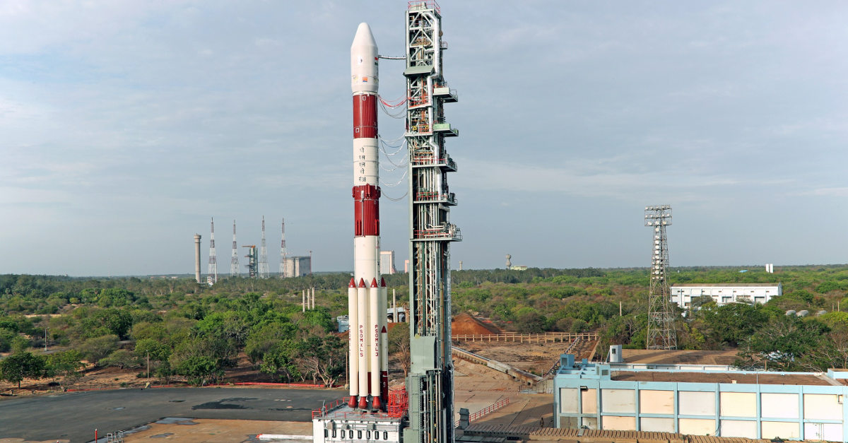 Foto do foguete PSLV da agência espacial indiana.