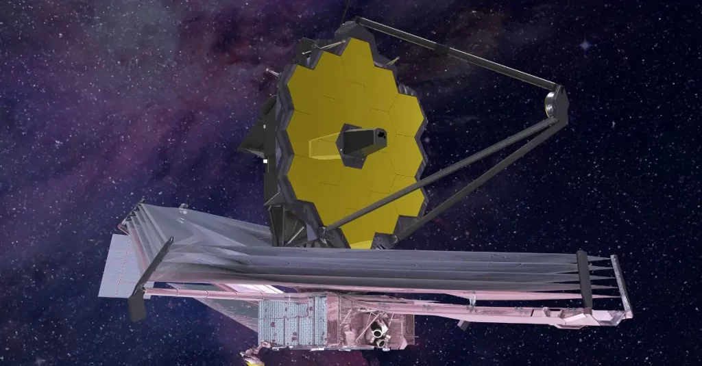 Concepção artística do Telescópio Espacial James Webb. 