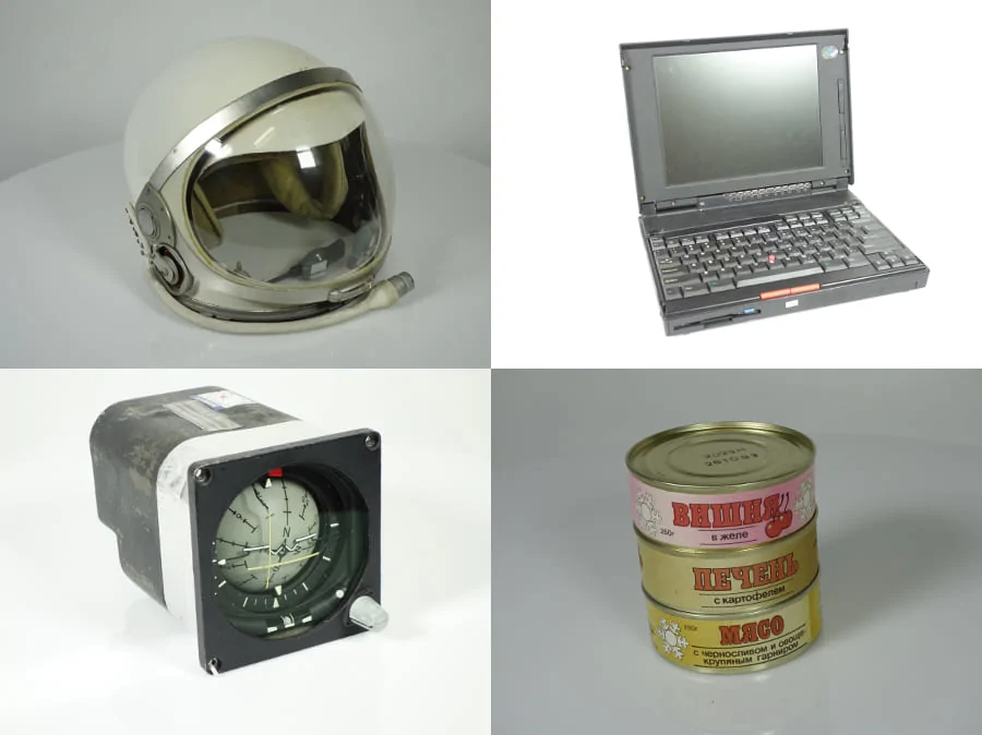 Algumas das peças originais da NASA presente na exposição.