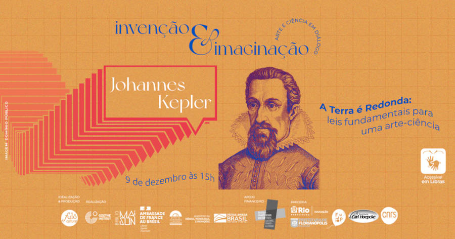 Banner do projeto Invenção e Imaginação sobre o astrônomo Johannes Kepler