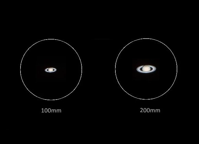 Saturno visto através do telescópio