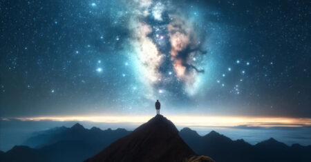 Astrônomo solitário na montanha