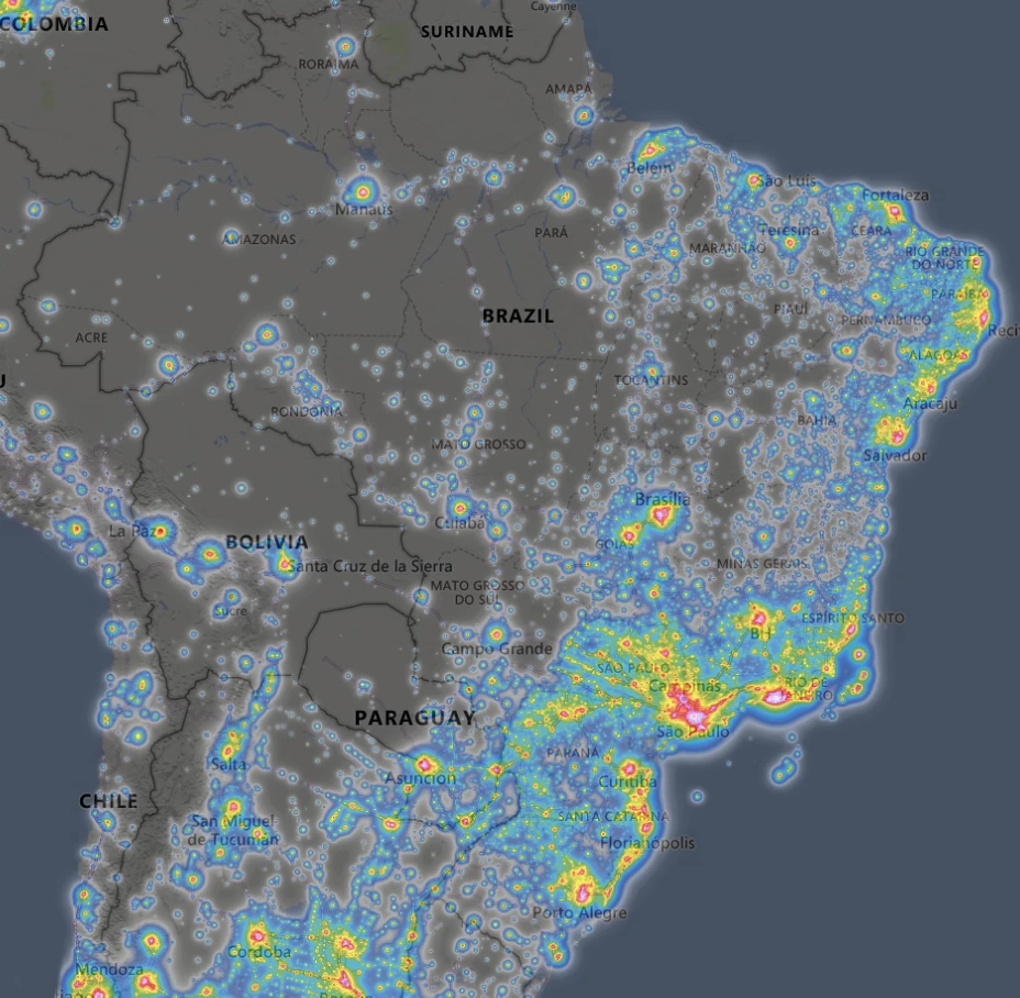 mapa poluicao luminosa brasil