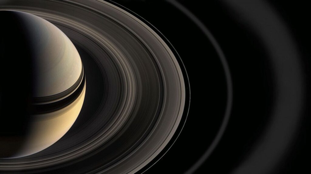 Vista dos anéis de Saturno. Imagem: NASA
