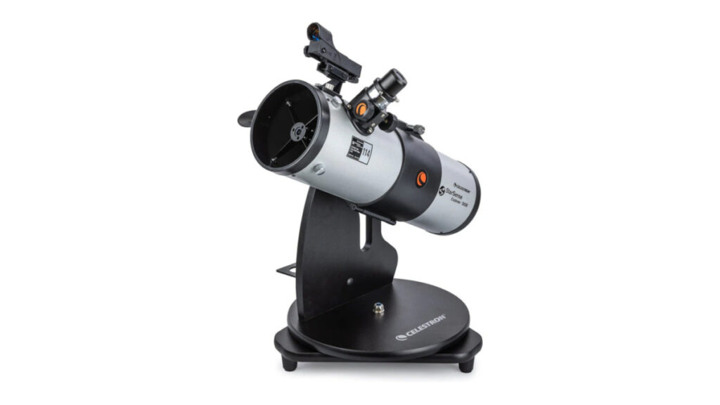 telescopio celestron explorer114 dobson prateado