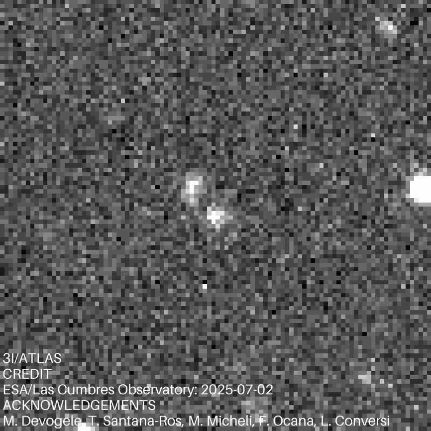 3I/ATLAS viajando através de um fundo de estrelas. 