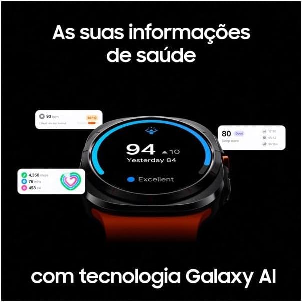  Samsung Galaxy Watch Ultra 2025 Smartwatch 47mm LTE, Galaxy AI, Titânio Aeroespacial, Titânio Cinza 