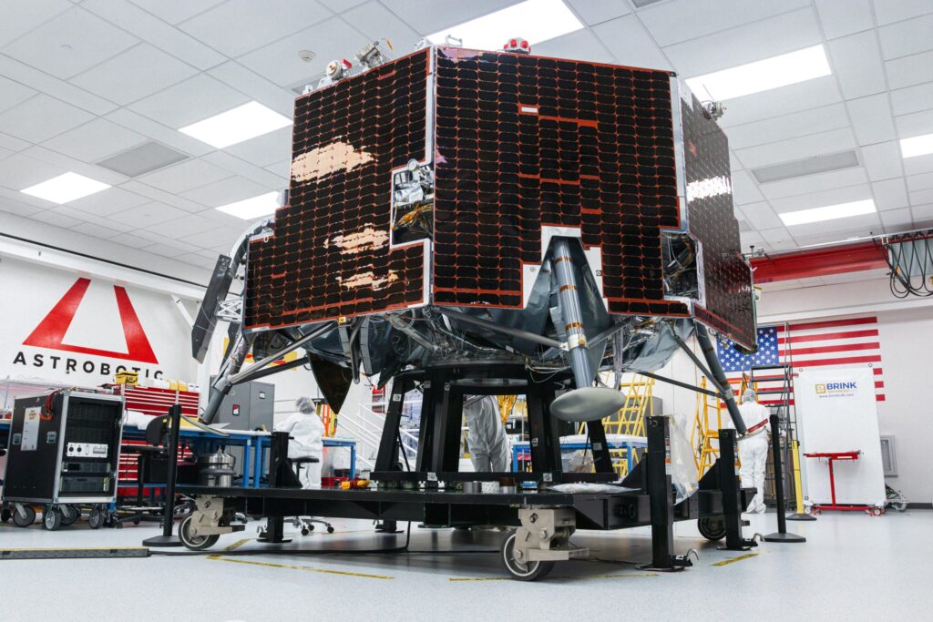 Blue Origin e Intuitive Machines adiam pousos lunares 2 O lander Griffin-1, na sede da Astrobotic, adquirida pela Voyager Technologies