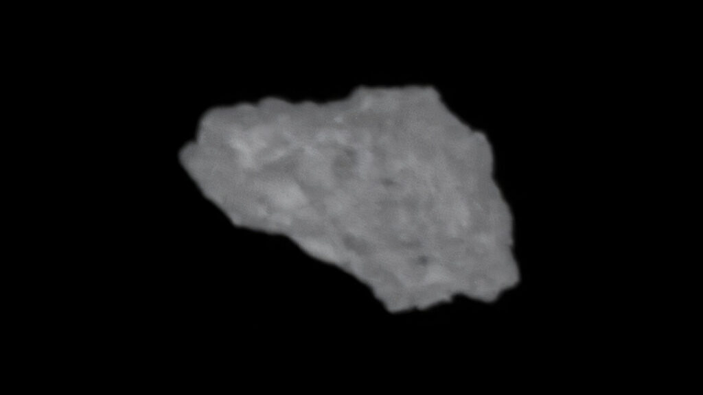 China revela 1ª imagem de asteroide raro perto da Terra 1 O asteroide Kamoʻoalewa captado pela sonda chinesa Tianwen-2. Imagem: CNSA