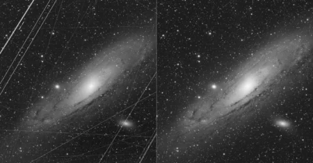 NASA mostra Andrômeda antes e depois do “Photoshop”