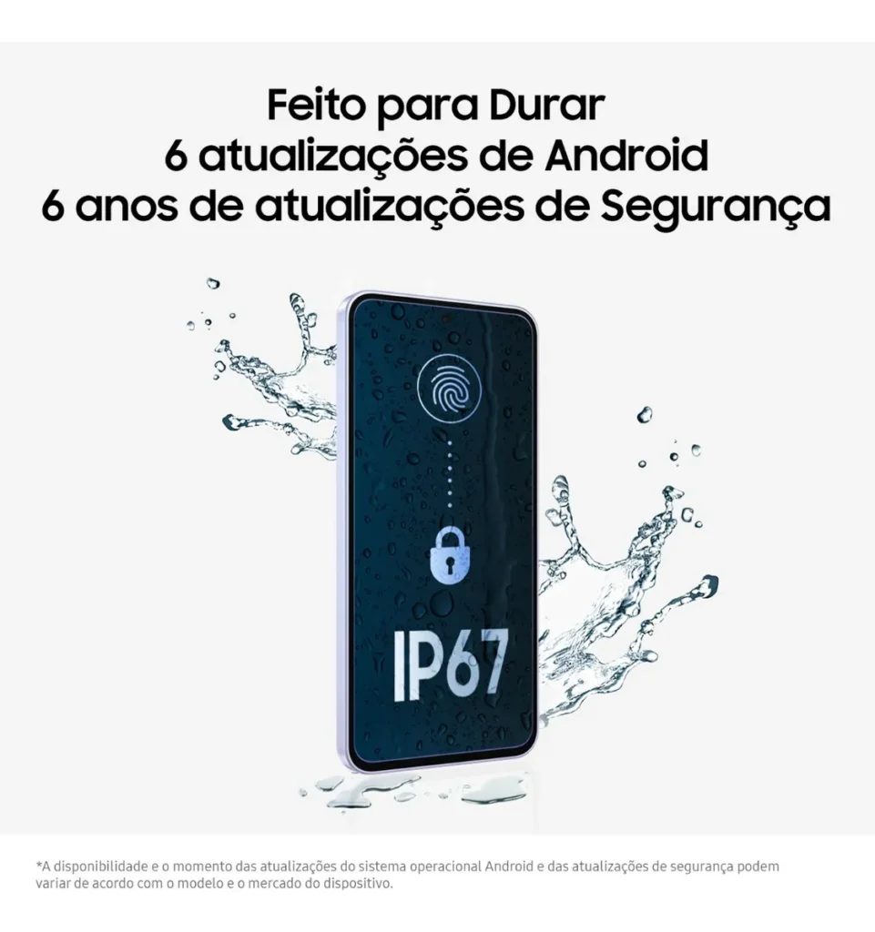 Especificações do Smartphone Samsung Galaxy A36 5g 128gb 6gb Ram Câmera Tripla De Até 50mp Selfie De 12mp Ip67 Super Amoled 6.7'' Nfc Recursos Ai Android E Segurança Snapdragon - Preto