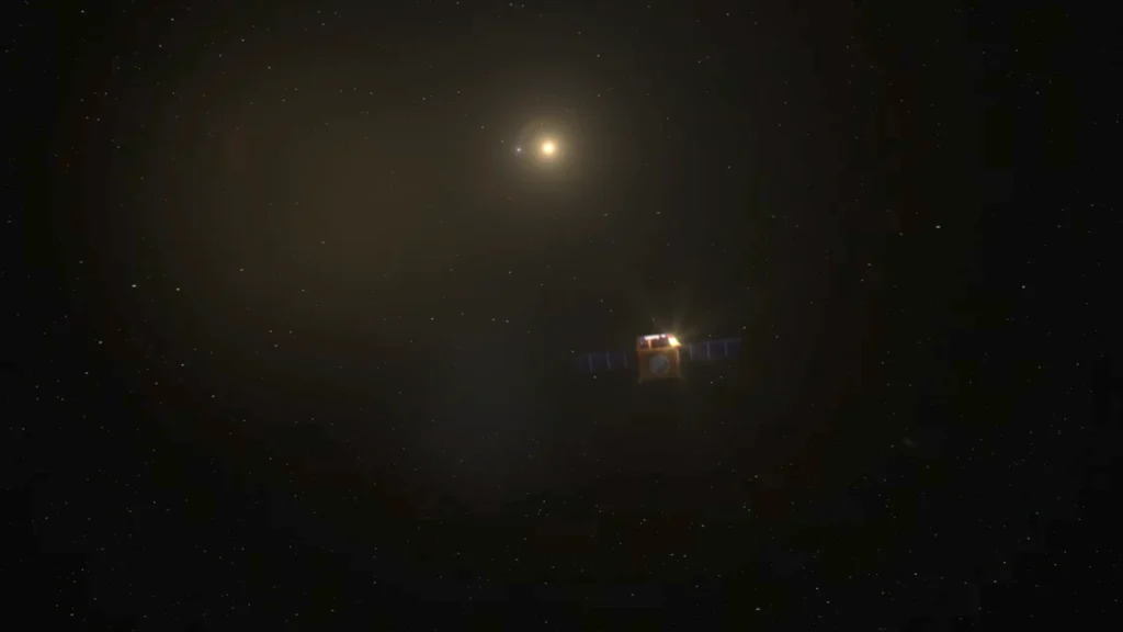 Ilustração da Fermi Explorer viajando para o sistema de Alfa Centauri (Crédito: YouTube)