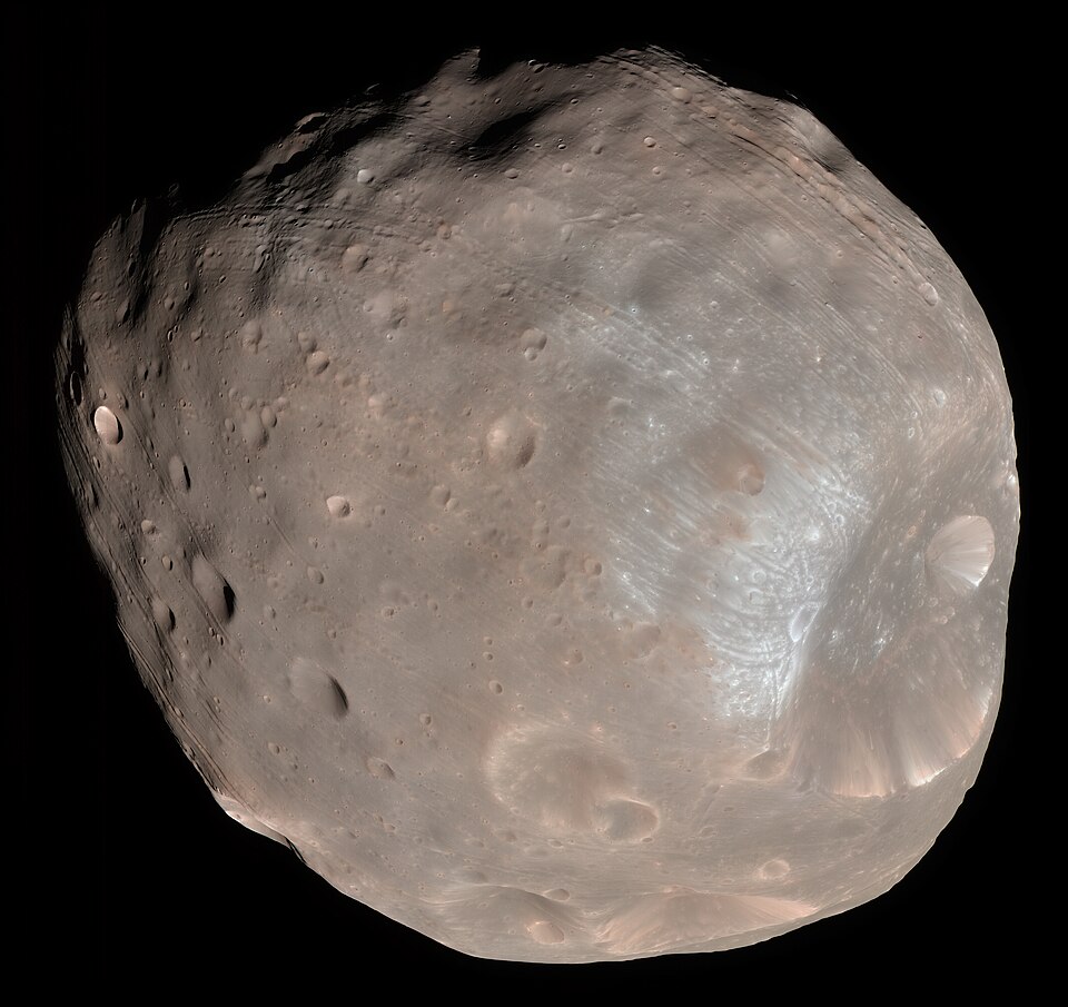 O satélite Fobos fotografado pela sonda Mars Reconnaissance Orbiter.