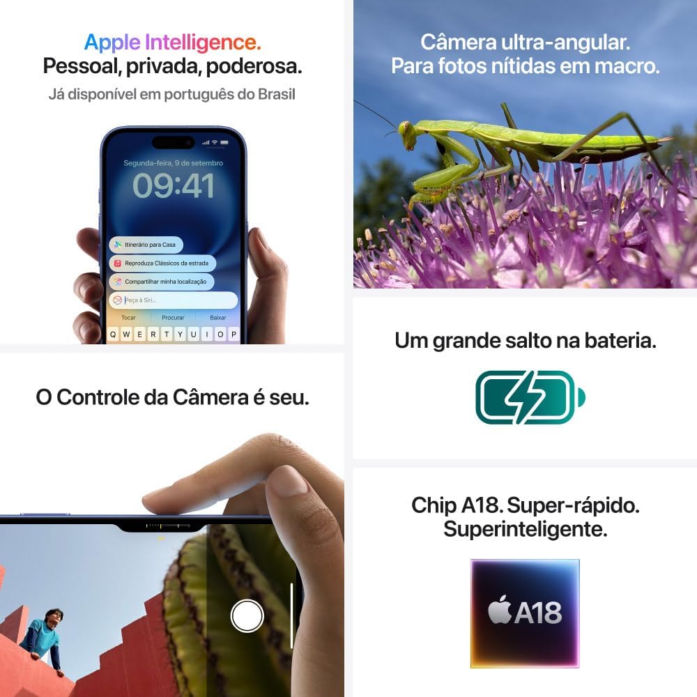 Especificações do celular iPhone 16 da Apple