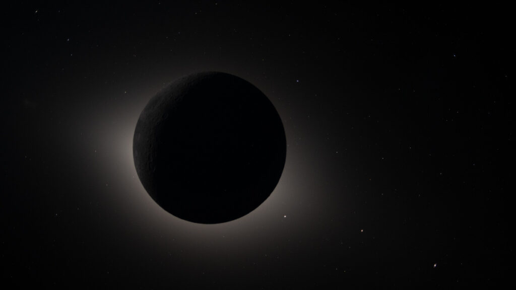 O Sol é eclipsado pela Lua nesta foto de 6 de abril de 2026, capturada pela nave da missão Artemis 2. 