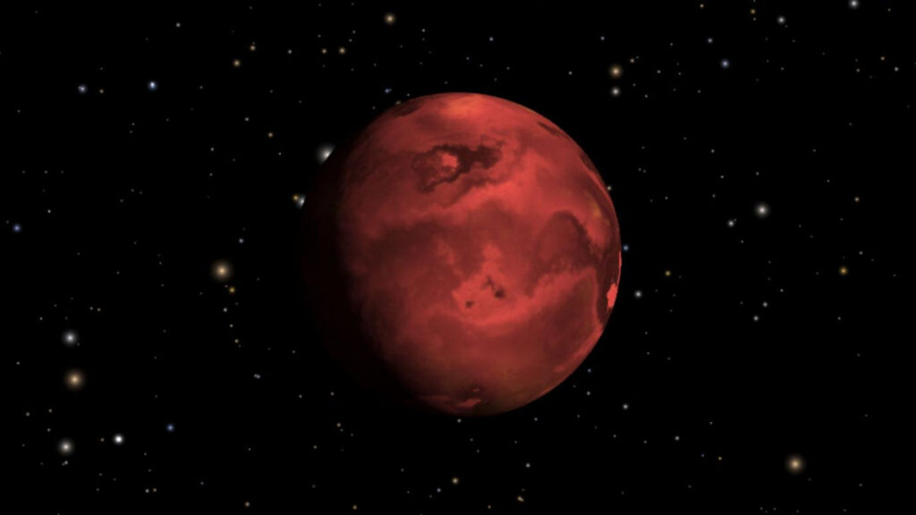 Ilustração de um exoplaneta com superfície coberto de lava (Crédito: NASA)