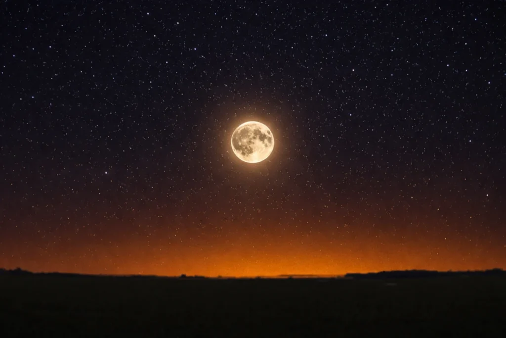 Lua cheia no céu noturno, um dos alvos mais fáceis para iniciantes