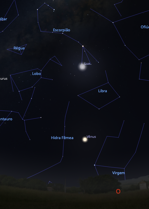 Mapa do céu em 16 de setembro de 2026 (Crédito: Stellarium)