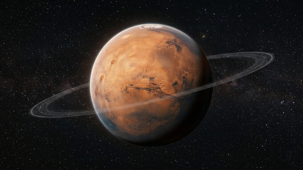 Destruição da Lua Fobos poderia gerar um fino sistema de anéis ao redor de Marte.