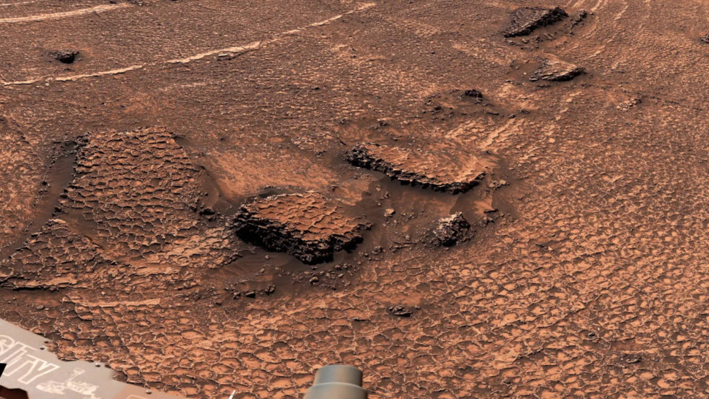 Foto de fraturas de polígonos descobertas pelo rover Curiosity Mars da NASA. (Imagem: NASA/JPL-Caltech/MSS