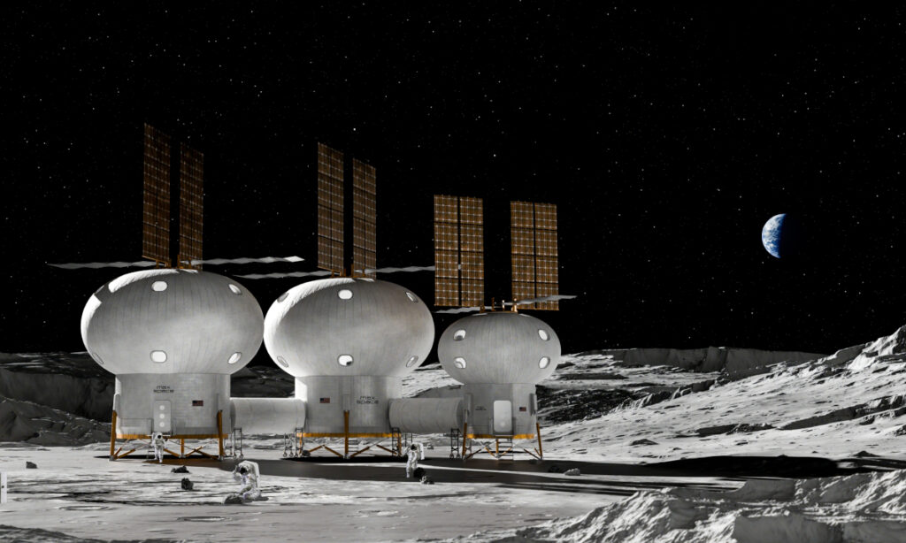 Ilustração da proposta de habitats expansíveis da empresa Max Space. 