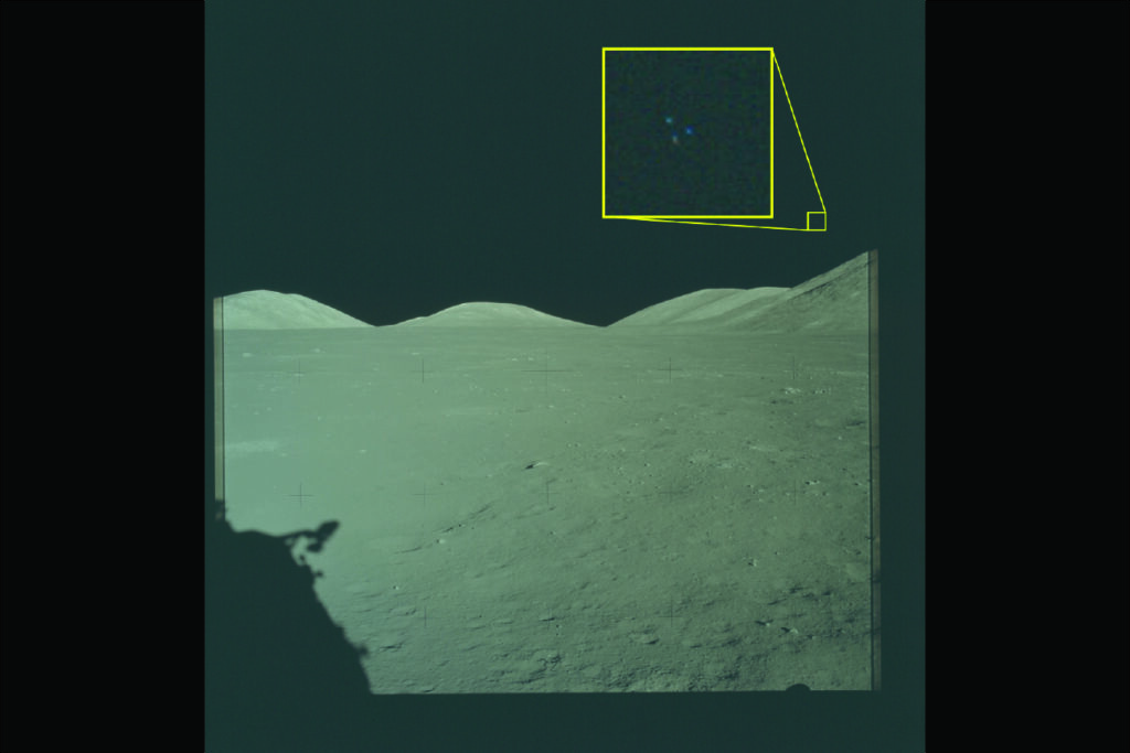Foto divulgado pelo governo dos EUA mostra três pontos brilhantes em formação durante a missão Apollo 17, em 1972