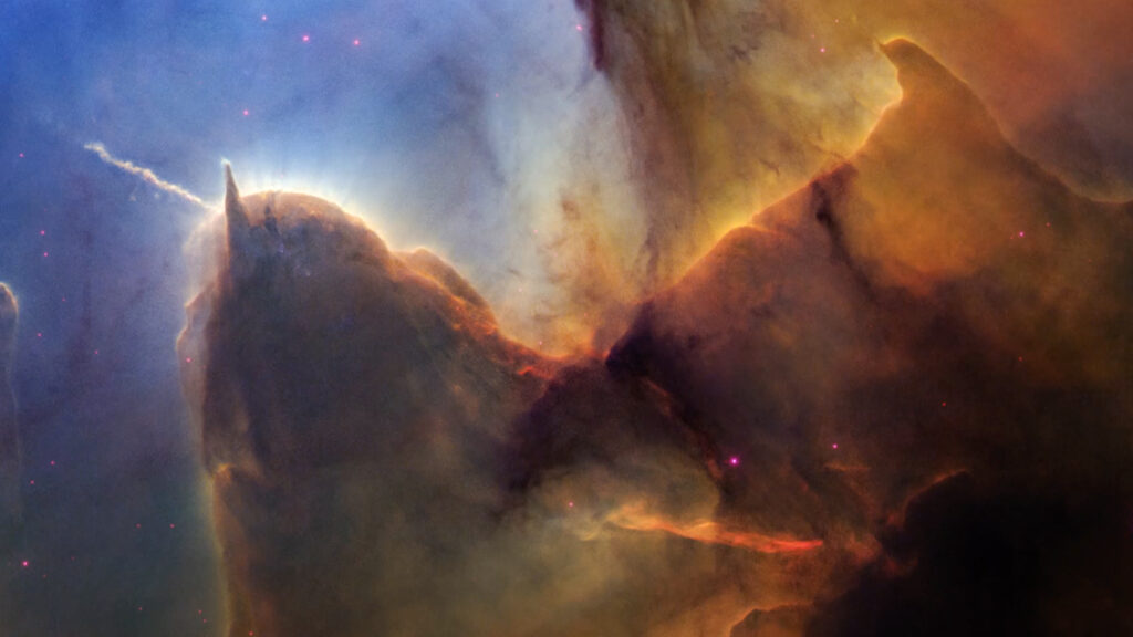 Nebulosa Trífida fotografada pelo Telescópio Espacial Hubble em 2026. 