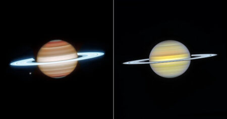 Webb e Hubble mostram Saturno de um jeito que quase ninguém viu