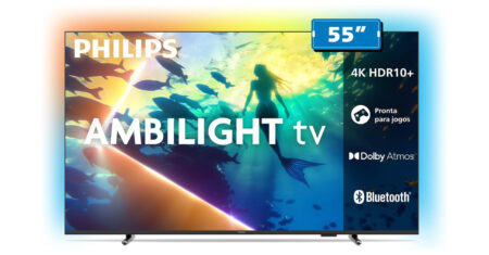 Smart TV 55 polegadas 4K com Ambilight sai agora R$ 800 OFF