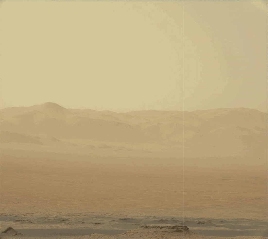 Estudo mostra novo perigo escondido nas tempestades de Marte 2 Animação mostra uma enorme tempestade chegando na Cratera Gale, em Marte, captado pelo rover Curiosity em 2018. Imagem: NASA