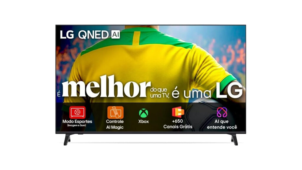 Foto da  Smart TV 4K 65" LG QNED73 Portal de Games Processador AI α7 Ger8 4K Super Upscaling Google Cast Integrado Controle AI Magic WebOS 25 Modo Esportes Alerta de Esportes 