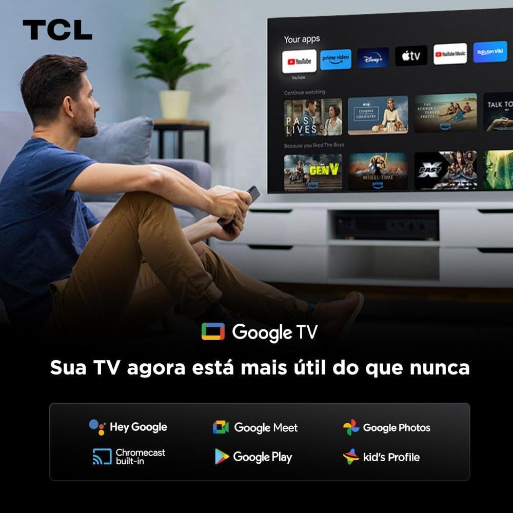 Especificações da  Smart TV TCL 55 Polegadas QLED Mini LED 4K C6K WiFi Bluetooth Google TV 4 HDMI 144Hz HDR10+ 55C6K 