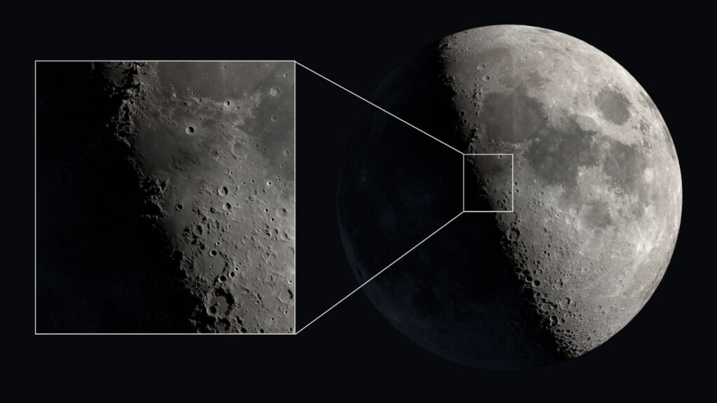 Por que um “V” e um “X” apareceram na Lua 1 Ilusão rara de luz e sombra cria um "V" e um "X" na Lua. Crédito da imagem: NASA Scientific Visualization Studio/Anthony Wood.